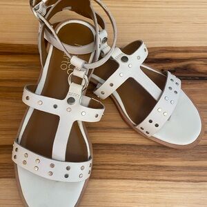 Franco Sarto Women’s White Sandals with Silver Studs size 6
